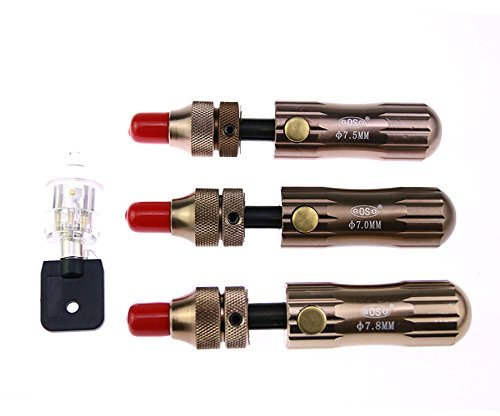 TPM Go 3 Stück 7,0 mm, 7,5 mm, 7,8 mm Kupferrohr-Dietrich-Werkzeuge mit transparentem röhrenförmigem Übungsschloss, Tubular Dietrich-Set (Werkzeuge mit Schloss)