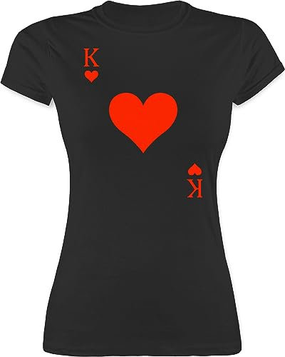 Shirt Damen - & Fasching - Herz König Spielkarte I King Queen Kartenspiel Karneval Herzkönig Spielkarte Herzkönig Karte I Poker King of Hearts - M - Schwarz - partnershirts pärchen