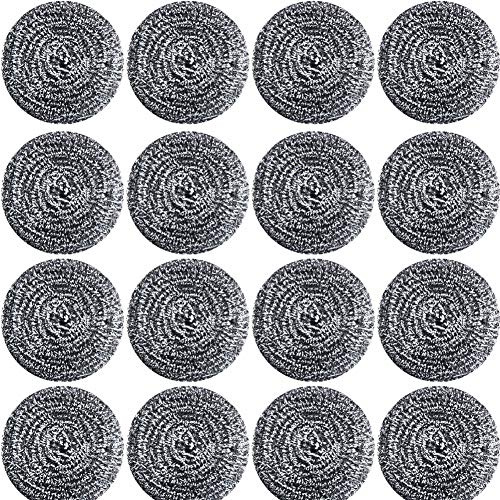 16 esponjas de acero inoxidable para limpieza de ollas, sartenes, platos, limpiador de cocina, limpiador de utensilios de cocina sucios, 16 paquetes