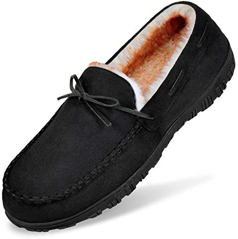 MIXIN Mens Slippers Moccasins Slippers for Men House Shoes with Warm and Cozy Memory Foam Hard Sole Men's Indoor Outdoor Slippers