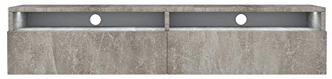 Selsey REDNAW - TV-Schrank / TV-Board stehend / hängend, 140 cm breit (Betonoptik Matt mit LED)