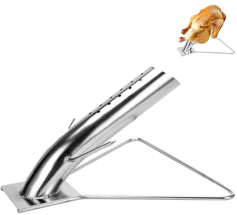 Skyflame Stainless Steel Vertical BBQ Chicken Roaster Rack with Beer Can for Roasting and Grilling Poultry, Turkey Roasting Stand Chicken Holder Compatible with Weber/Big Green Egg