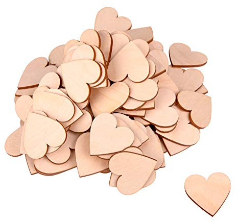 100 Stück Birkenholz Holzherzen Hochzeit Naturholzscheiben, Holzherz Deko 4x4cm, Geschenkanhänger zum Basteln, Holzdeko für eine Party, Jubiläum
