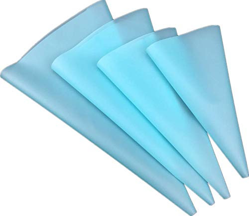 Chikan Set di sac à Poche da pasticcere Professionali, 4 Taglie sac a Poche in Silicone Flessibile riutilizzabili, Decorazione Torte Fai da Te, Pasticceria Utensili Kit, Dolci Cupcake Muffin, Blu