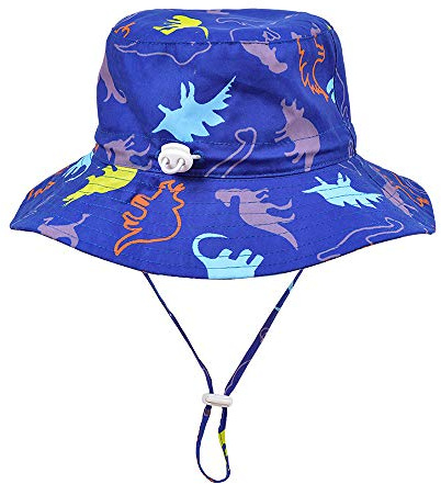 LACOFIA Baby solhatt småbarn pojkar flickor sommar hinkhatt barn brett brätte strandkeps med justerbar hakrem, BLÅ, 12-24 månader