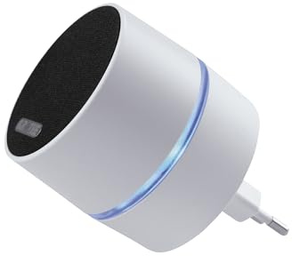 Grothe Mobile Funkklingel Türklingel Funkgong Empfänger ohne Taster Kabellose Türglocke 500m Reichweite 13 Melodien Steckdosenbetrieb Weiß CALIMA 400E (Optische Signalanzeige durch farbigen LED-Ring)