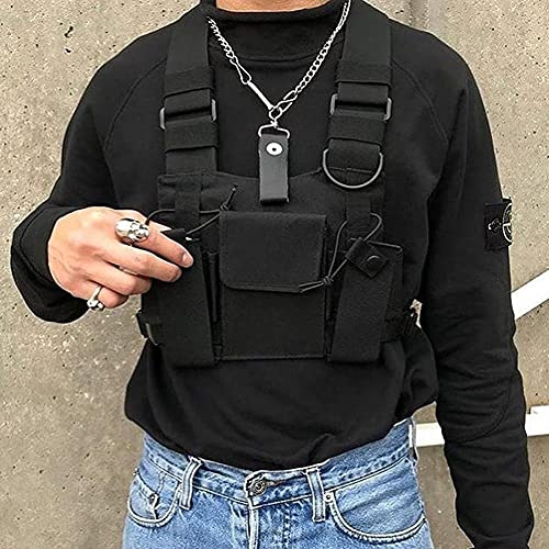 Bontannd Multi-Bolsillo del Pecho del Aparejo Bolsa del Chaleco Herramienta Hombres Mujeres Hip Hop Ajustable Rig Pecho Pechera Bolsa Arnés Funcional Hombres