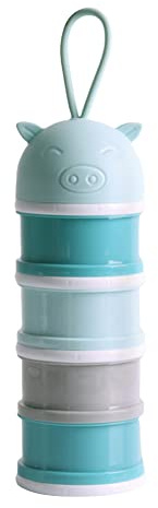 Milchpulver Spender Formel Milchpulver-Portionierer für 4 Schicht, Snacks Tragbar Box Baby Stapelbare Milchpulverbehälter Siegel-Milchpulver-vorratsbehäLter für Reise und Outdoor, Blau