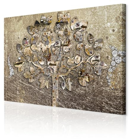 decomonkey Bilder Klimt 60x40 cm 1 Teilig Leinwandbilder Bild auf Leinwand Vlies Wandbild Kunstdruck Wanddeko Wand Wohnzimmer Wanddekoration Deko Baum Abstrakt Natur braun