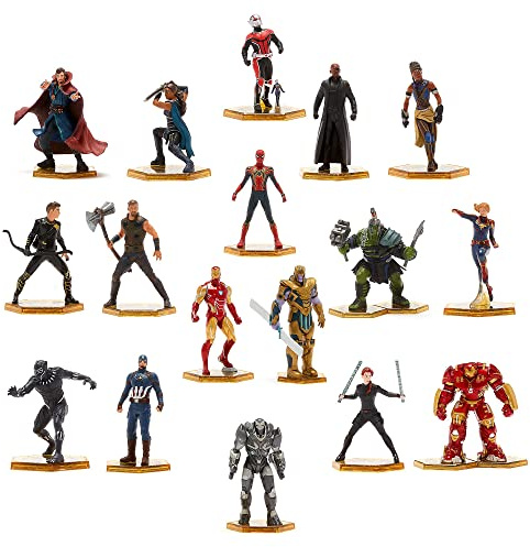 Disney Store set da gioco ufficiale mega-figurine Marvel, 18 pz, personaggi scolpiti, include Captain America, Iron Man, Occhio di Falco, Hulk, Valchiria, Doctor Strange - Per bimbi dai 3 anni in su