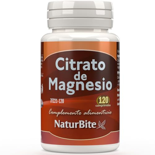 Citrato di Magnesio - 120 compresse - NaturBite - 400 mg per compressa - Integratore di magnesio altamente assorbibile - Adatto ai vegani - Senza additivi.