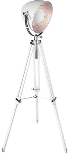 Lámpara de Pie GUTENBERG trípode 1xE27 Al.Reg.xD.67cm Blanco/Cromo