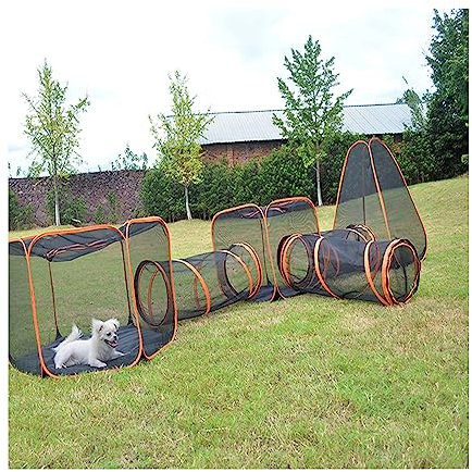 6 in 1/3 in 1 Katzenhaus im Freien, Katzenzelt mit Katzentunnel, Indoor und Outdoor, Katzengehege, tragbares Haustiergehege für Katzen, Outdoor Katzengehege groß für mehrere Katzen (M(6in1))