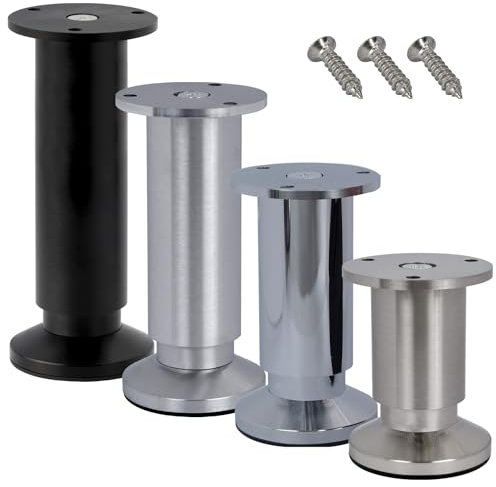 Stahlia Möbelfüße höhenverstellbar | SCHWARZ MATT | (1 Stück) Höhe: 6cm | Ø 38mm | 250Kg Belastbarkeit | Füße für Möbel Schrankfüsse Sofa Füße Möbelbeine
