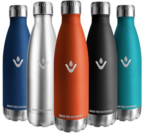 Vikaster Gourde, 500ml Gourde isotherme, Sans-BPA Gourde inox, Etanche bouteille Approprié & Adulte, Sport, Gym, école, Extérieur