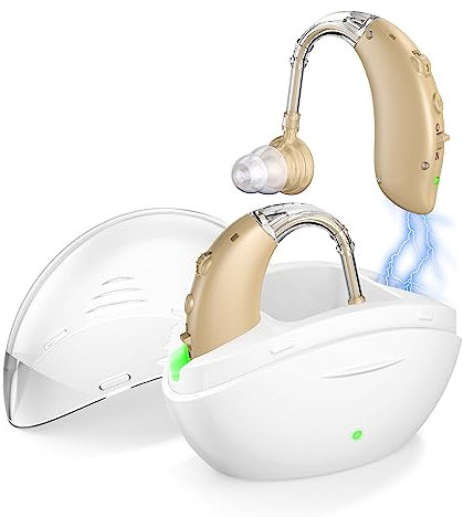 Schallverstärker mit Geräuschunterdrückung, mit LED-Leistungsanzeige, wiederaufladbar oder für Senioren im Ohr Kein Quietschen Schallverstärker(grau)