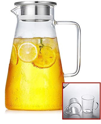 Carafe Eau 1.8L Bouteilles d'eau en verre Set transparent pichet Tea Pot Pichet Pichet Pitcher résistant à la chaleur Résistant à la chaleur Théeuse chauffante Pichet à Thé Glacé