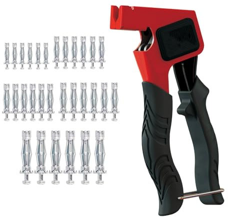Montagezang für Hohlraumdübel Set, Gipskartondübel Set Rigipsdübel Set, Hohlraumdübel Metal, mit 30pcs M4/M5/M6 Hohlraum Metalldübel mit Schrauben