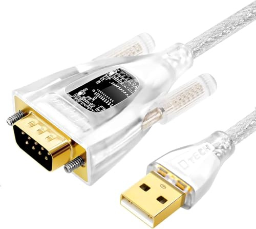 DTECH USB to Serial Adapter Features FTDI Chip DB9 9 Pin RS232 to USB Cable FT231 Chipset Compatible with Windows 11 10 8 7 XP Mac OS Linux RS-232 Data Lights Detect (1.0M)