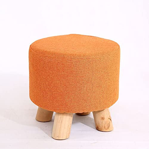 Fußhocker, 28 x 28 cm, runder Hocker aus Holz im Landhausstil, waschbar, für Schlafzimmer, Schminkstuhl, Wohnmöbel, Fußhocker, Esszimmer-/Strandhocker, Ottomane, Fußstütze, Fußhocker (Farbe: D) (D)