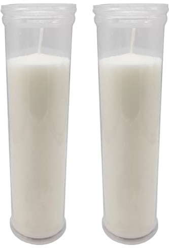 Tradineur - Confezione da 2 veloni di santo di paraffina e cera vegetale, candele liturgiche, decorazione di chiese, cimiteri, tombe (bianco - 21,3 cm)