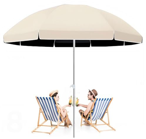 Sonnenschirm Gartenschirm, Marktschirm Runder Tischschirm, Sonnenschutz Strandschirm für Terrasse, Strand, Pool, UPF50+(8ft/240cm)
