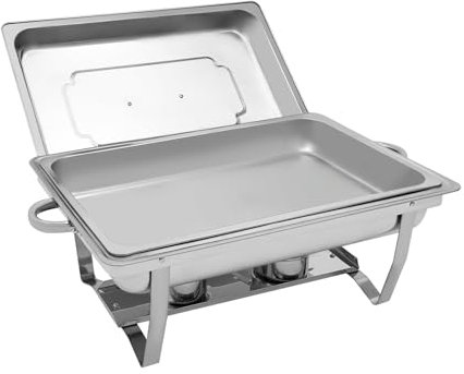 Chafing Dish Buffet Set da 9 l, in acciaio inox, per piatti a buffet, con coperchio, grandi contenitori per alimenti per catering, buffet e feste (1 griglia)
