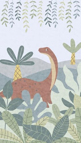 A.S. Création papier peint intissé à motif pour enfants en bleu, multicolore, vert – papier peint dinosaures 8,80 x 0,53 m – 770621