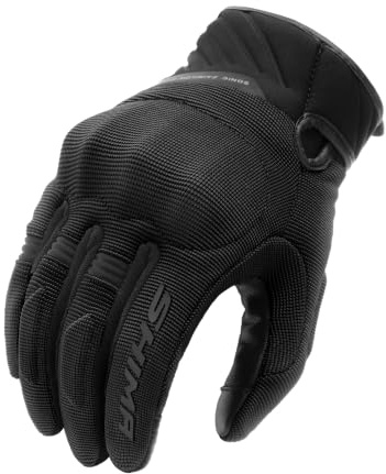 SHIMA SONIC Gants Moto Homologué Homme Textile Cuir Longues Ete Ventilé Protecteur Perforé Gant Protecion Norme Touchscreen Ventilation Scooter Trotinette Motocyclette (Hommes, Noir, S)
