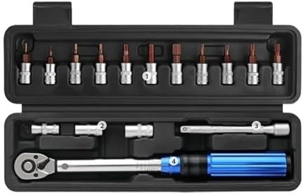 CHENJIAHAO Allen Key Set 1/4 10-60Nm Torque Spanner Adjustable Torque Wrench Bicycle Repair Tool Kit Set Tool Bike Repair Spanner Hand Tool Set Hand Tools(T20535)