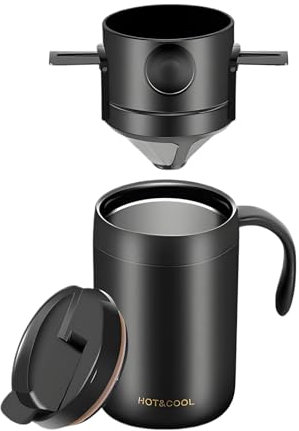 Taza de café de viaje aislado, taza de viaje de café aislado, Café de café con acero inoxidable, Botella de vacío de doble pared portátil reutilizable para bebidas calientes y frías, accesorios para c