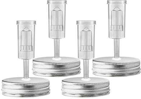 Jar Fermentation Lids, 4Pack Fermenting Lids Kit, Fermentation Kit For Ma Son Jars, With Intelligent Air Valve Fermenter Presser Silicone Seals, Jars For Pickles Making & Storing