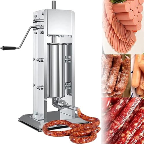 GTHTUHFD Insaccatrice Verticale per Salsicce, Insaccatrice Manuale Commerciale, Insaccatrice Verticale per Salsicce con 4 Tubi per Salsicce in Acciaio Inossidabile,5L
