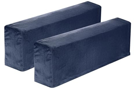 uxcell 2Pcs Stretch Armrest Covers, Polyester Soft Armchair Slipcovers Couch Recliner Arm Cover for Chair Sofa Protector, Navy Blue