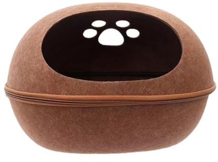 Harilla Niche pour Chat Semi-fermée, Pratique, Protection des Meubles, en Coquille d'œuf, CafÉ
