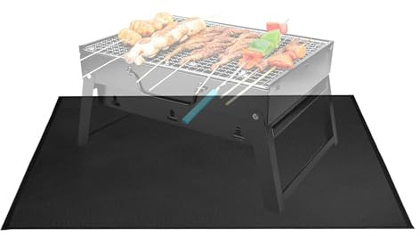 Tapis de Barbecue Sous Le Grill - Protection Ignifuge Pour Planchas,Tapis Antidérapant Résistant à la Chaleur Portable - Nettoyage Facile pour Terrasse Jardin Extérieur Sécurité