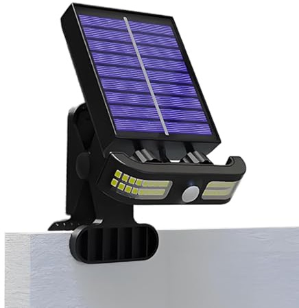 Ceprznvey Lumieres Solaires De Gouttiere | Luminaire Solaire avec Pince,Projecteur Jardin avec Détecteur de Mouvement pour Pelouse Terrasse Balcon Arrière-cour Patio