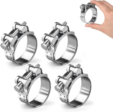 4 Pcs 52-55MM T-Bolt Hose Clamps, Durable Exhaust Clamp Set - Hose Clamps & Bolt Clamps for Motorcycles, Cars & Agricultural Machinery