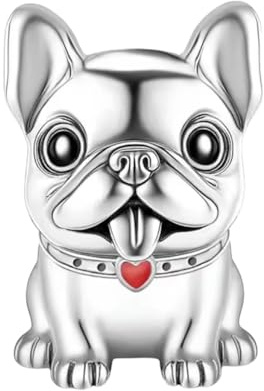 Breloque bouledogue en argent sterling 925, compatible avec les breloques Pandora et de nombreux autres bracelets à breloques.