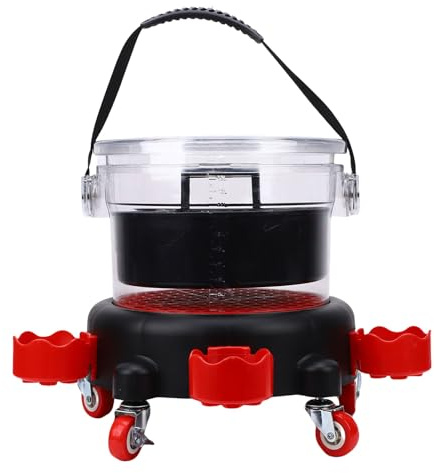 Asixxsix Kit Dolly de Godet de Lavage de Voitures, Systèmes de Lavage de Roulement Portables avec Godet de 15L, Garde de Grains, 5 Bouts Pivotants pour Les Détails de la Voiture