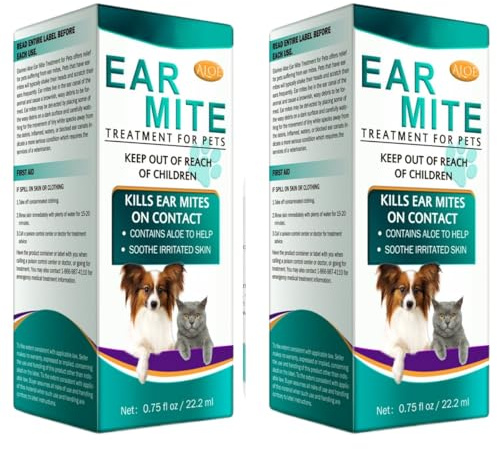 Generico Anti Acari Orecchie Gatto 44.4 Ml, Delicate Pulizia Orecchie Cane, Dosaggio Facile, dagli Acari Orecchio, per Cani E Gatti, per Orecchio Doloranti, Prurito E Infiammazione