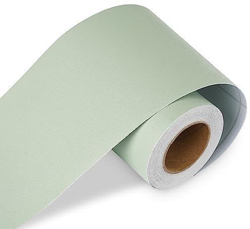 LACHEERY Frise Murale Adhesive Verte Mat pour Miroir 7.6cm x 1500cm Bordure de Papier Peint Autocollant Vinyle Imperméable Frise Murale Verte Decoratif pour Salle de Bains Cuisine Mur Chambre Salon