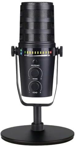 Flaroey Microfono Dinamico USB/XLR Cablato in Metallo Mic MV7 Microfono per Podcasting, Registrazione, Streaming Live, Giochi