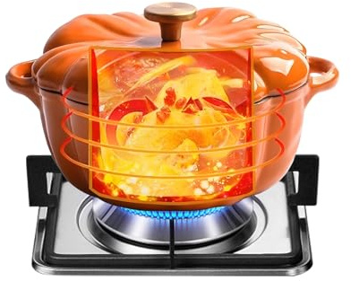 Para Guisar,Olla De Hierro Fundido Esmaltado Diseño Calabaza Con Tapa - Cacerola Antiadherente Para Hornear Hacer Pan Conservas Hervir Guisar Caldos
