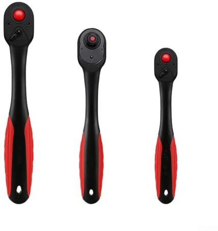 Lot de 3 clés à cliquet 72 dents, 1/2, 3/8 et 4 en acier au chrome vanadium à dégagement rapide avec entraînement réversible pour un usage professionnel