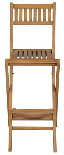 Eleganz Sgabello pieghevole da giardino in teak finemente levigato, set da 2 pezzi, resistente alle intemperie e salvaspazio, per terrazza, balcone o giardino