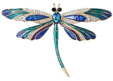 Libellen-Brosche – 2,91 Zoll Legierung | Libellen-Hutclip | Emaille Pin | Strass Brosche | Modeschmuck-Accessoire Für Stilvolles, Vielseitiges Tragen, Ideal Für Lässige Partygeschenke Und Alltagsoutfi