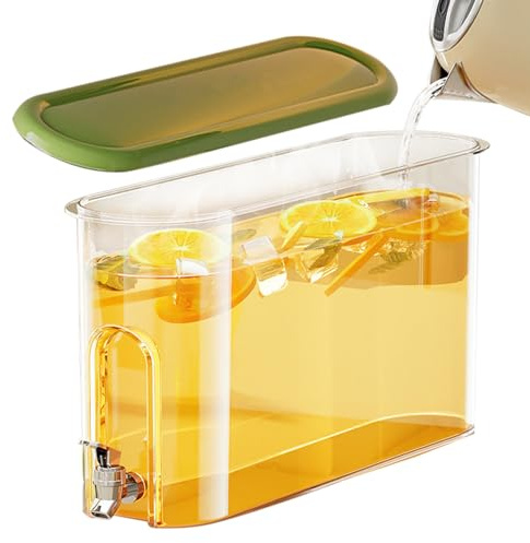 Water Dispenser For Fridge, 4L Juice Containers With Lids, 34x18x9.5cm Distinctive Design Drink Container Wide Applications For Home, Kitchen, Camping, Party, Juice Pitcher