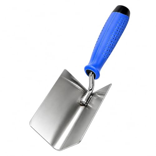 Stainless Steel Internal Corner Trowel 230mm | Perforated Non-Slip Soft Grip Drywall Plastering Trowel, Wall Inside Corner Finishing Masonry Hand Tool