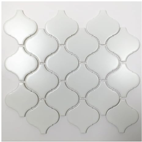 Tenedos Arabesque 11 in. x 9.5 in. x 6 mm Glazed Porcelain Mesh-Mounted Matte Floor Wall Mosaic Tile Backsplash for Bathroom, Kitchen, Accent Decor, Fireplace (11 pcs/case) (White)